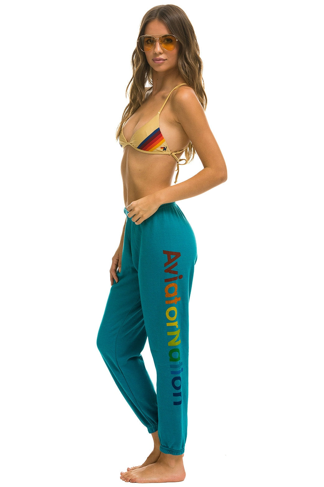 AVIATOR NATION MALIBU SWEATPANTS - TEAL - Image 2