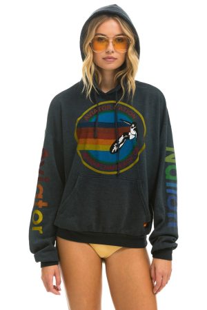 AVIATOR NATION MANHATTAN BEACH RELAXED PULLOVER HOODIE - CHARCOAL