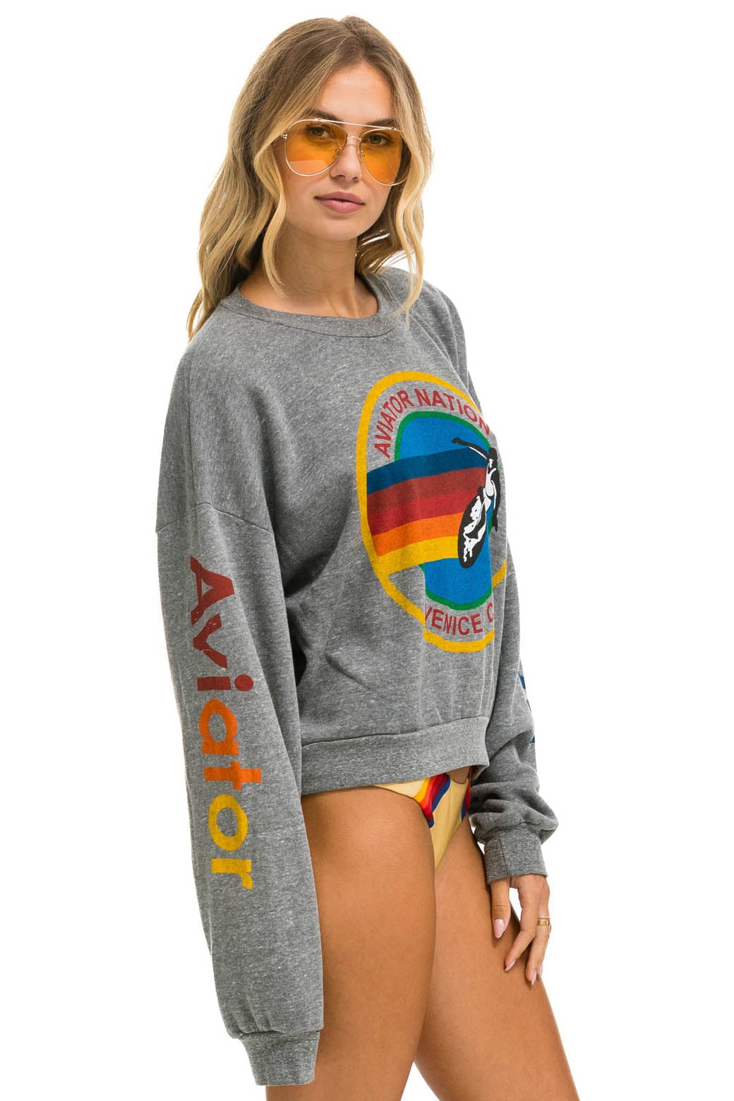AVIATOR NATION RELAXED CREW SWEATSHIRT - HEATHER GREY - Image 3