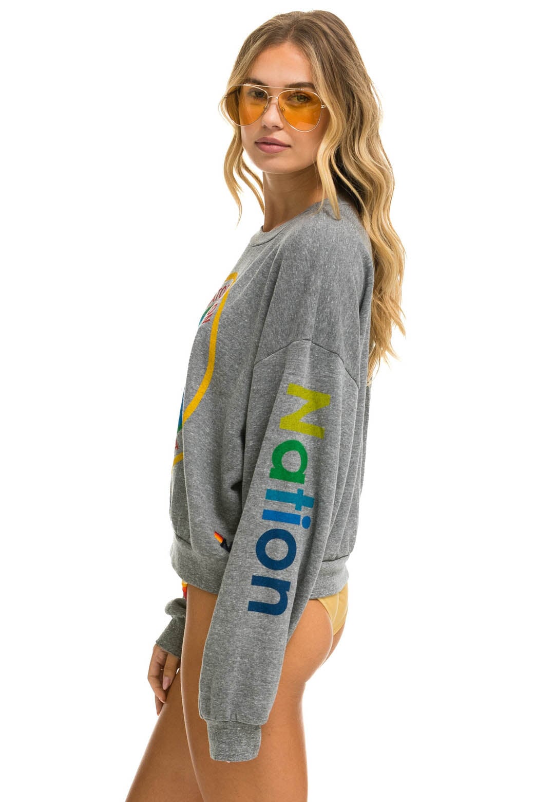 AVIATOR NATION RELAXED CREW SWEATSHIRT - HEATHER GREY - Image 4