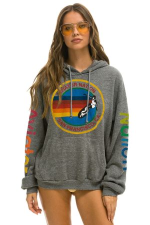 AVIATOR NATION SAN FRANCISCO RELAXED PULLOVER HOODIE - HEATHER GREY