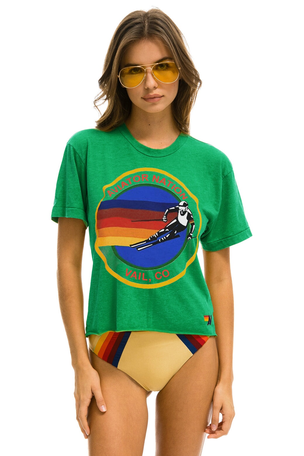 AVIATOR NATION VAIL BOYFRIEND TEE - KELLY GREEN