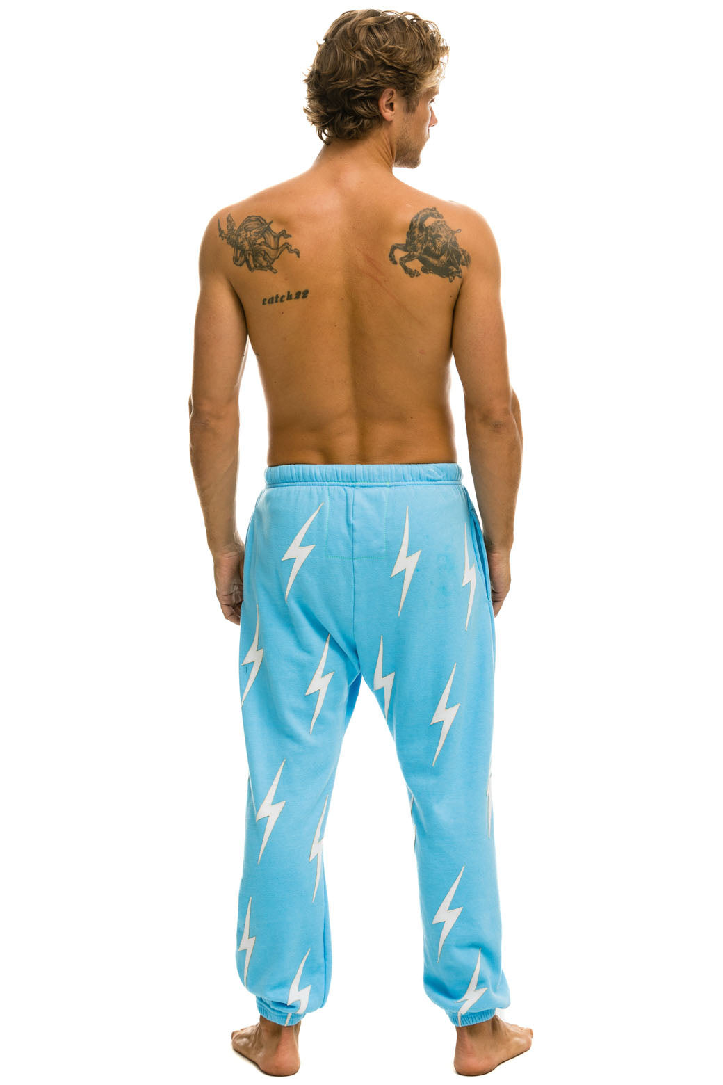 BOLT STITCH REPEAT SWEATPANTS - SKY // WHITE - Image 4