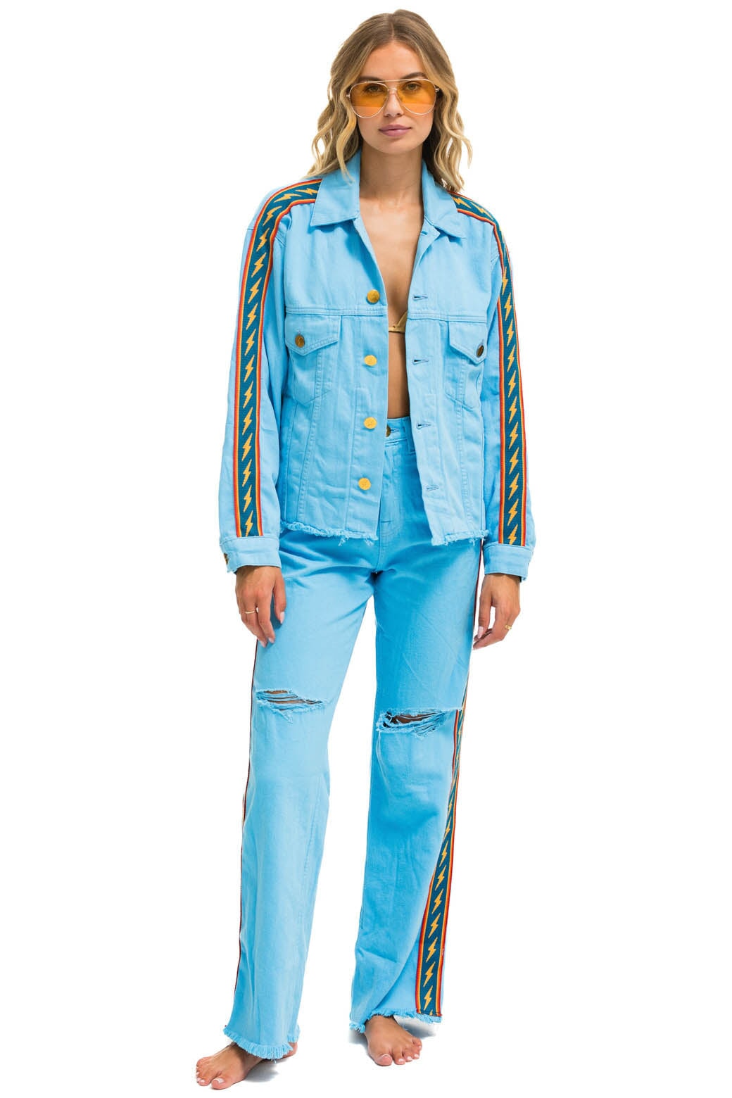 BOLT STRIPE HI RISE WIDE-LEG GYPSY JEAN - SKY - Image 6