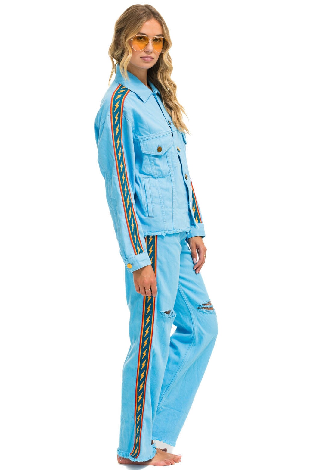 BOLT STRIPE HI RISE WIDE-LEG GYPSY JEAN - SKY - Image 5