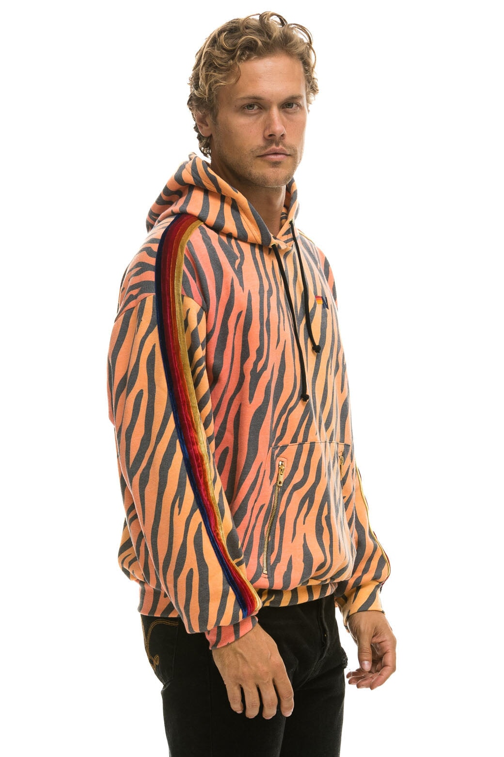 CLASSIC RELAXED PULLOVER HOODIE WITH ZIPPER POCKETS - TIGER - Image 6
