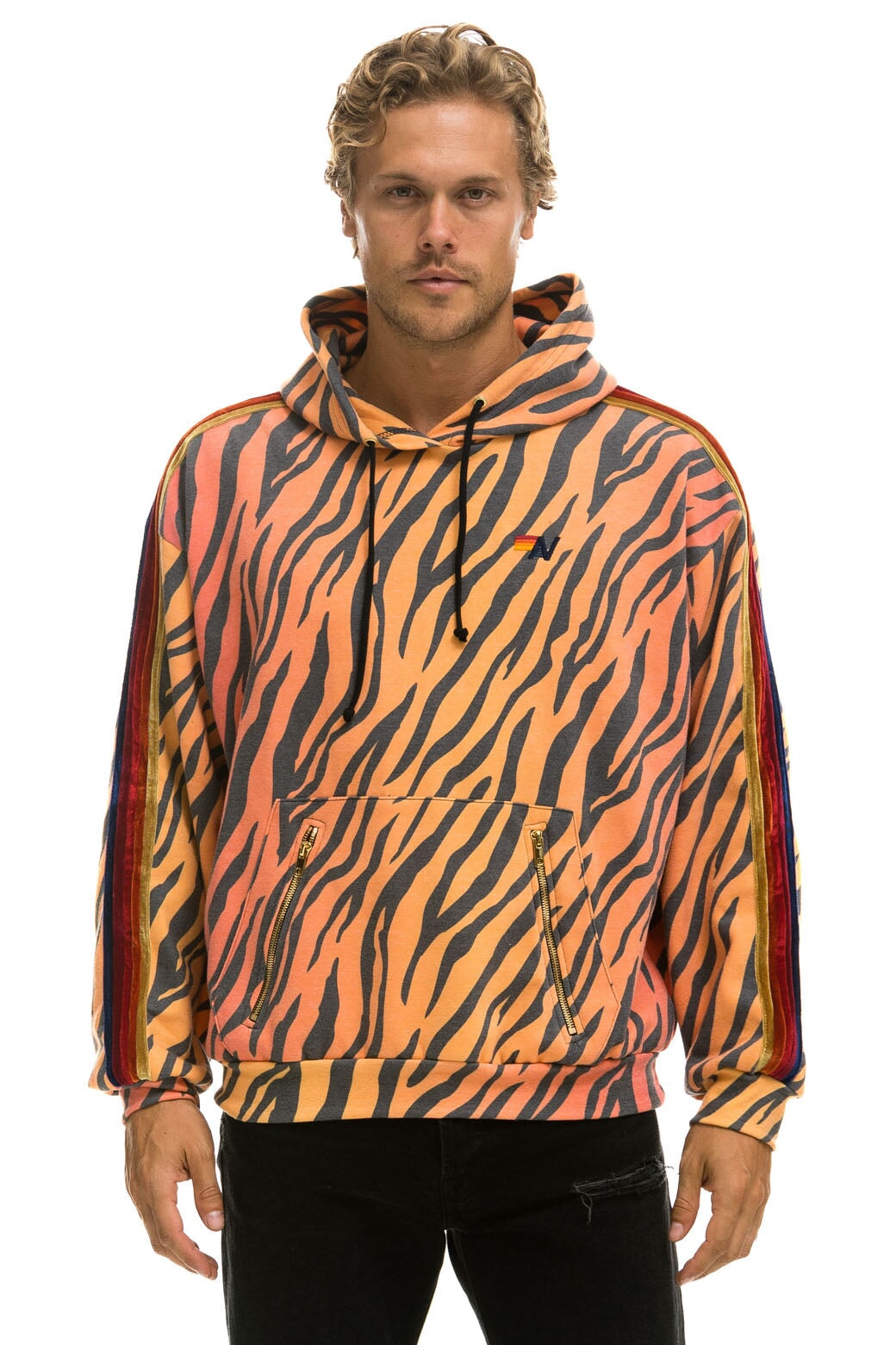 CLASSIC RELAXED PULLOVER HOODIE WITH ZIPPER POCKETS - TIGER - Image 2