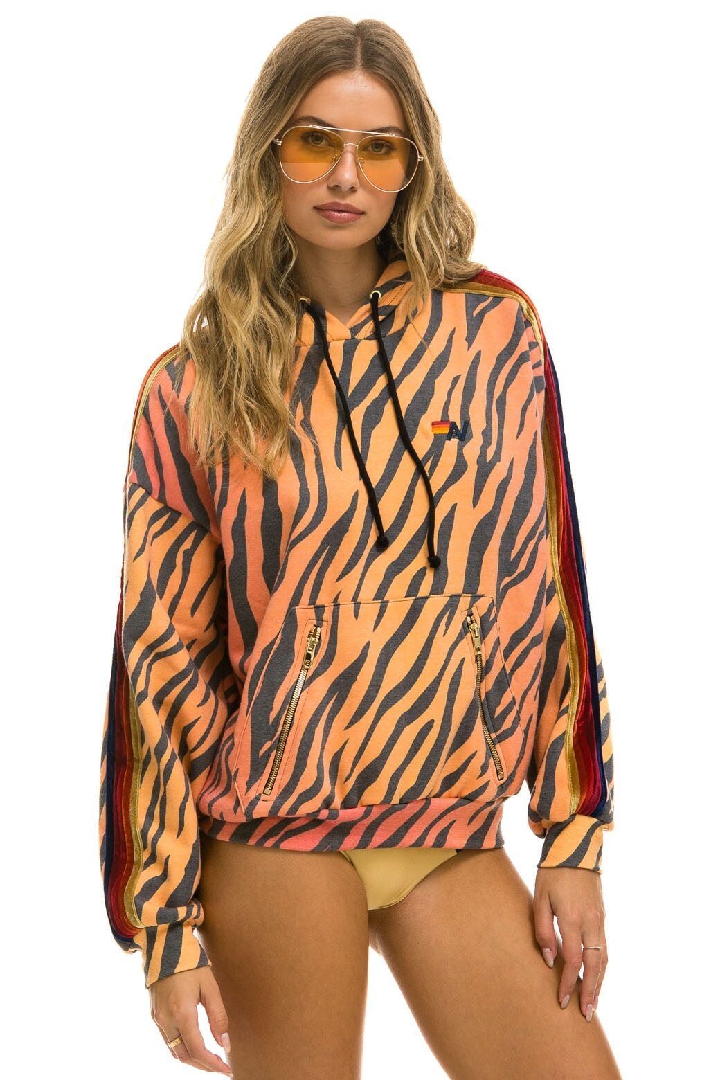 CLASSIC RELAXED PULLOVER HOODIE WITH ZIPPER POCKETS - TIGER - Image 5
