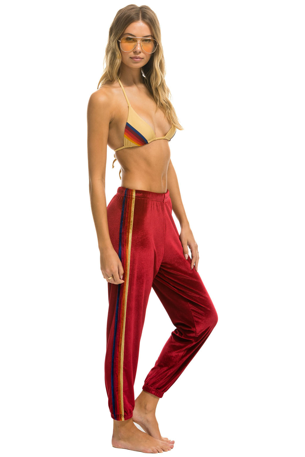 CLASSIC VELVET SWEATPANTS - RED - Image 3