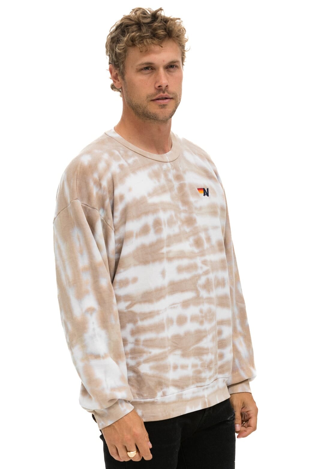 HAND DYED RELAXED CREW SWEATSHIRT - TIE DYE SAND - Image 6