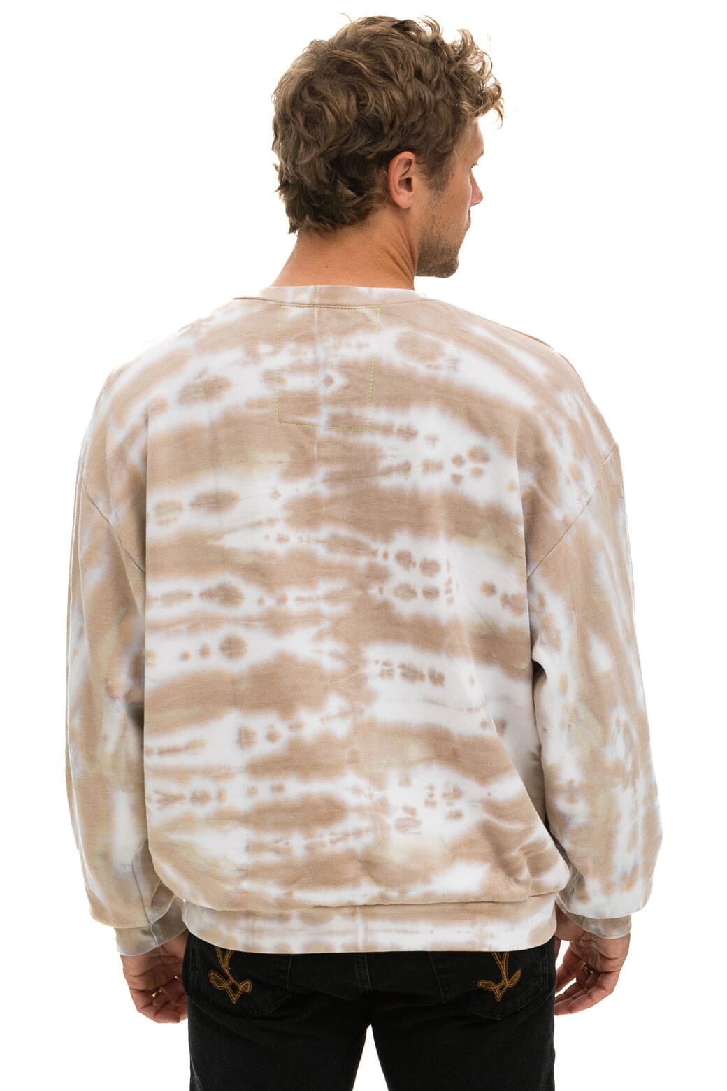 HAND DYED RELAXED CREW SWEATSHIRT - TIE DYE SAND - Image 8