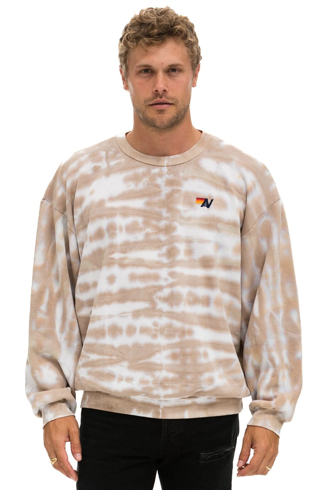 HAND DYED RELAXED CREW SWEATSHIRT - TIE DYE SAND - Image 2