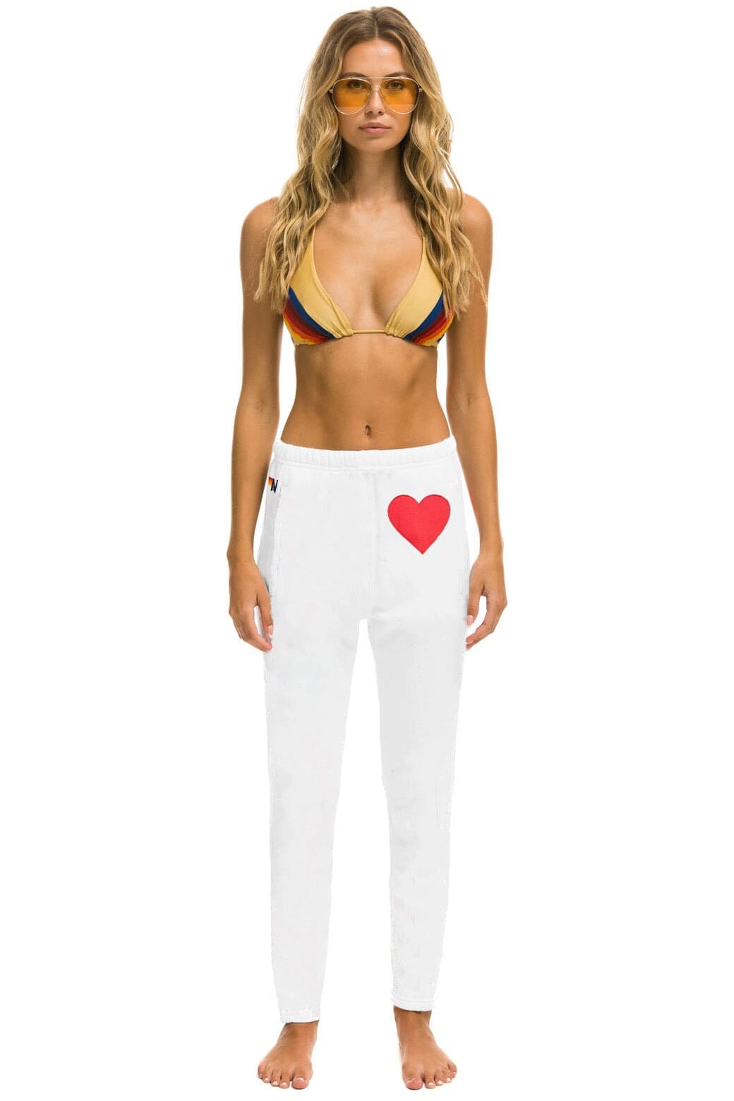 HEART STITCH JOGGER SWEATPANTS - WHITE