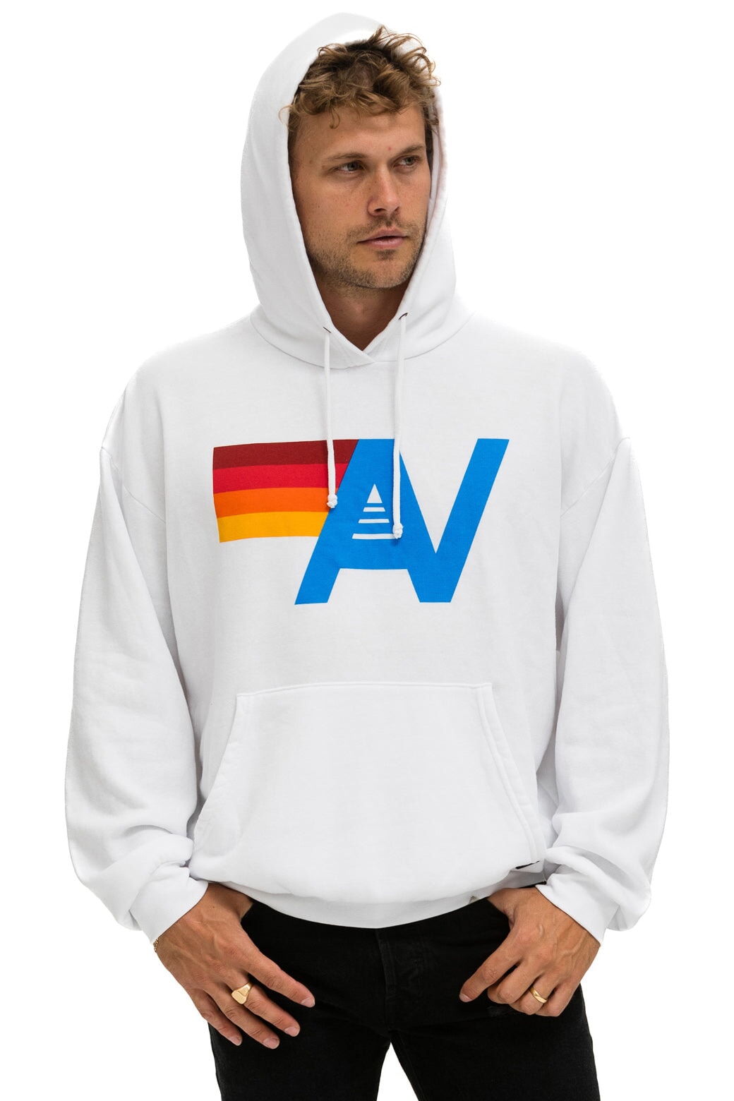 LOGO PULLOVER RELAXED HOODIE - WHITE - Image 9