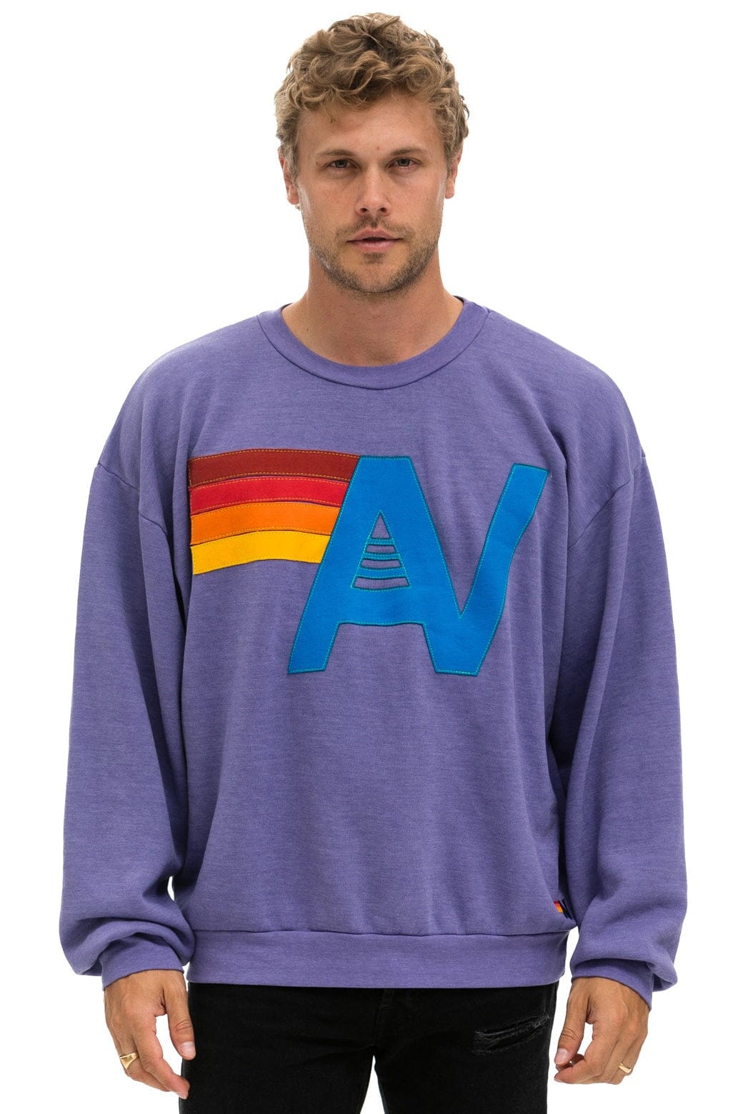 LOGO STITCH RELAXED CREW SWEATSHIRT - LAVENDER - Image 2