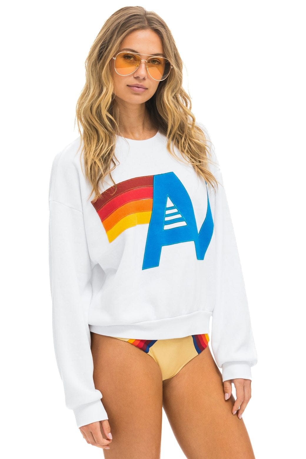 LOGO STITCH RELAXED CREW SWEATSHIRT - WHITE - Image 5