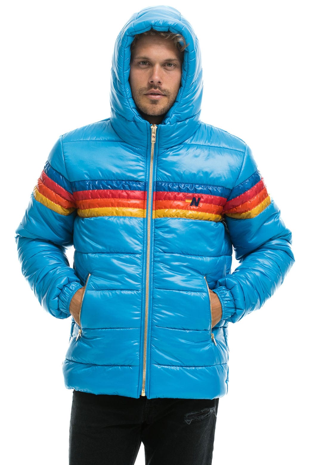 4 STRIPE LUXE TREKKER JACKET - GLOSSY OCEAN - Image 4