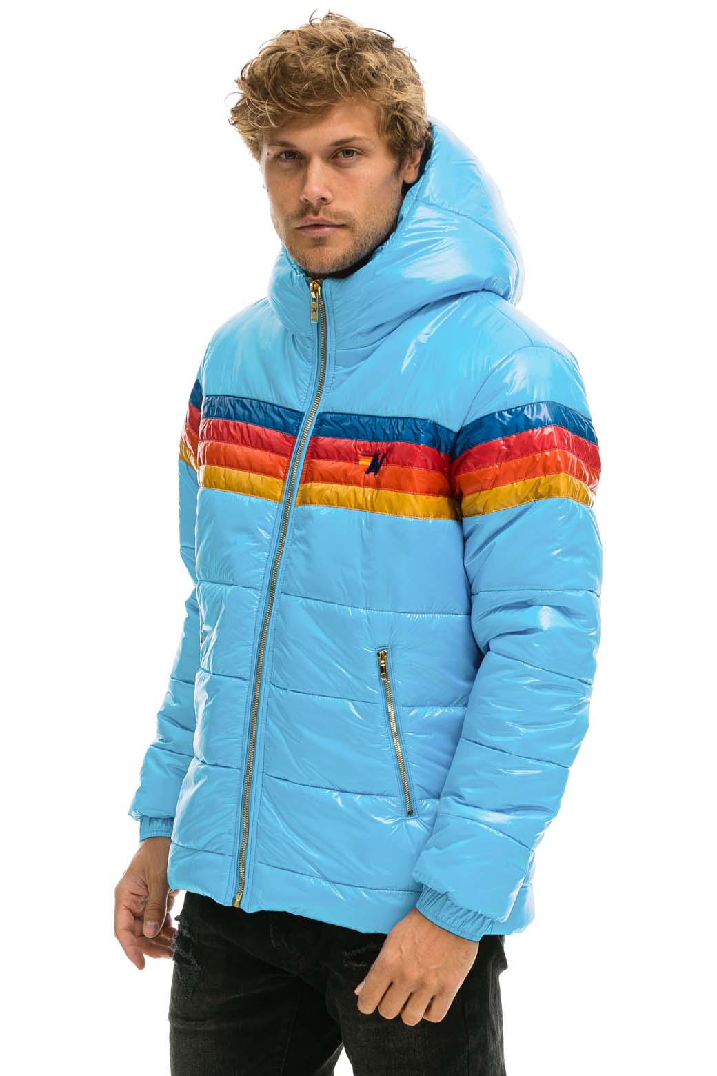 4 STRIPE LUXE TREKKER JACKET - GLOSSY SKY - Image 4