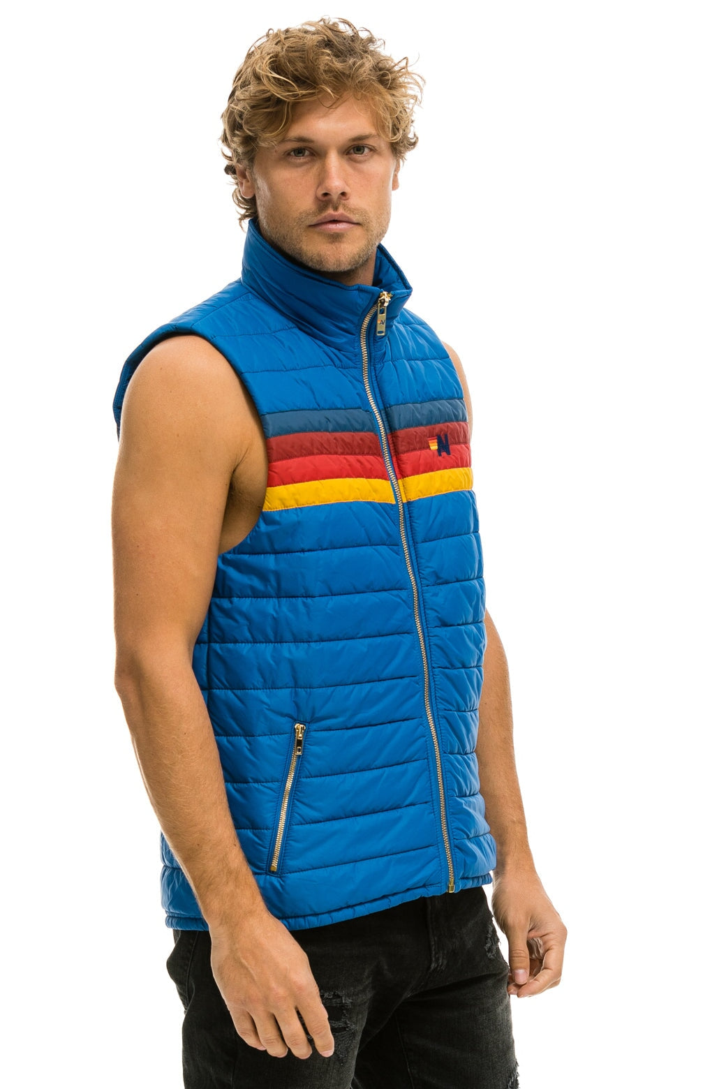MEN'S 4 STRIPE VEST - SNORKEL BLUE - Image 2