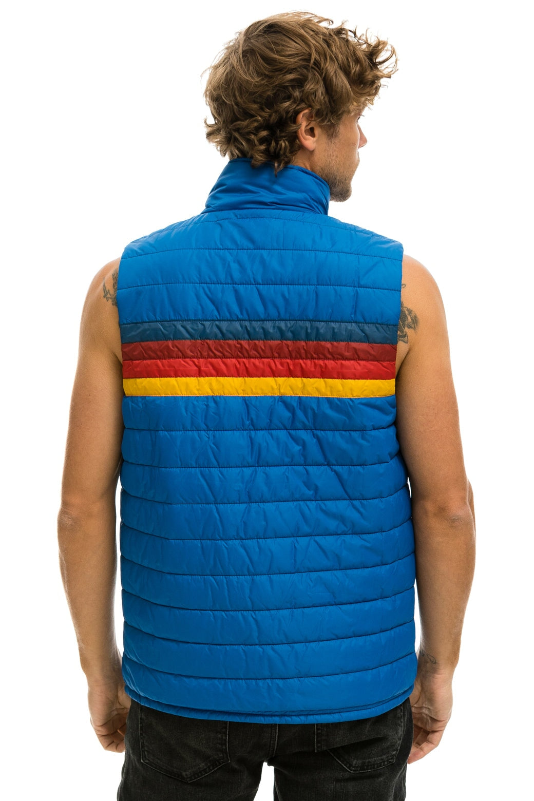 MEN'S 4 STRIPE VEST - SNORKEL BLUE - Image 3