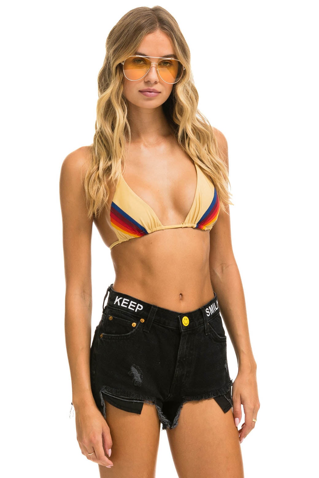 MID RISE ROCKER COWGIRL CUTOFF KEEP SMILING JEAN SHORTS - VINTAGE BLACK - Image 2