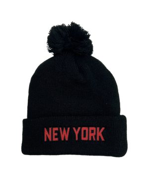 NEW YORK POM POM BEANIE - BLACK
