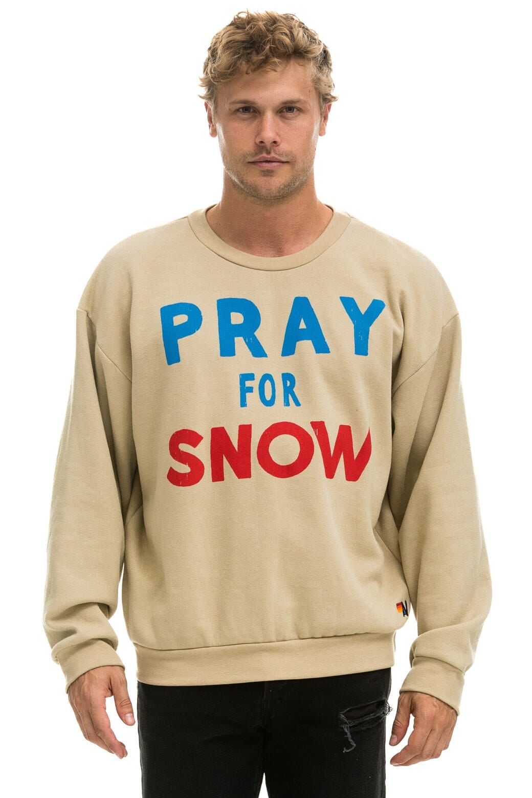 PRAY FOR SNOW RELAXED CREW SWEATSHIRT - SAND - Image 2