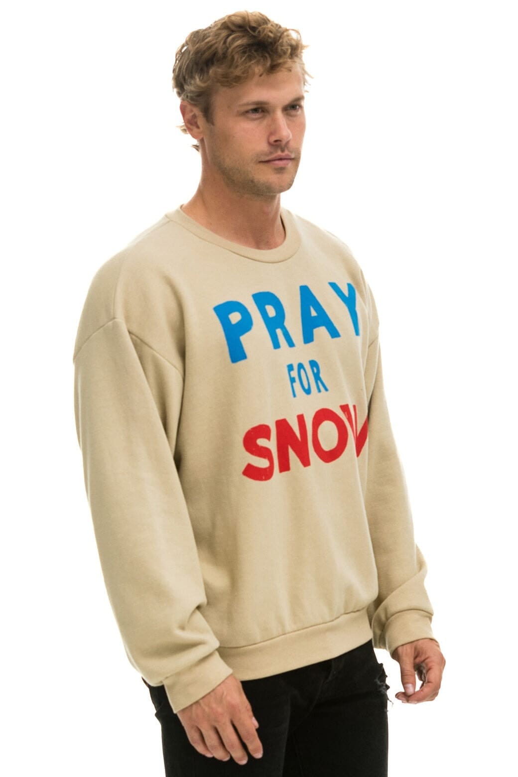 PRAY FOR SNOW RELAXED CREW SWEATSHIRT - SAND - Image 8