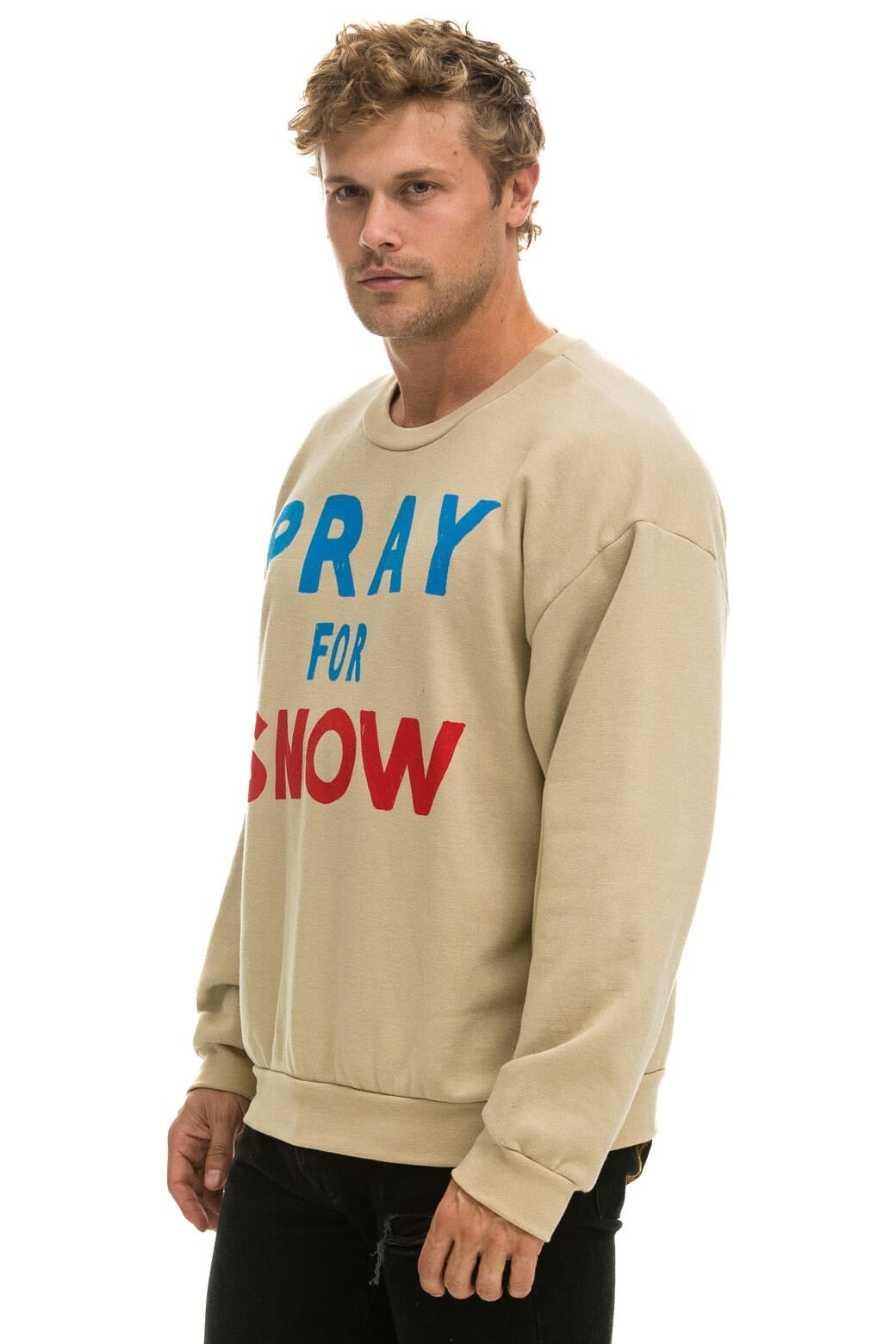 PRAY FOR SNOW RELAXED CREW SWEATSHIRT - SAND - Image 4