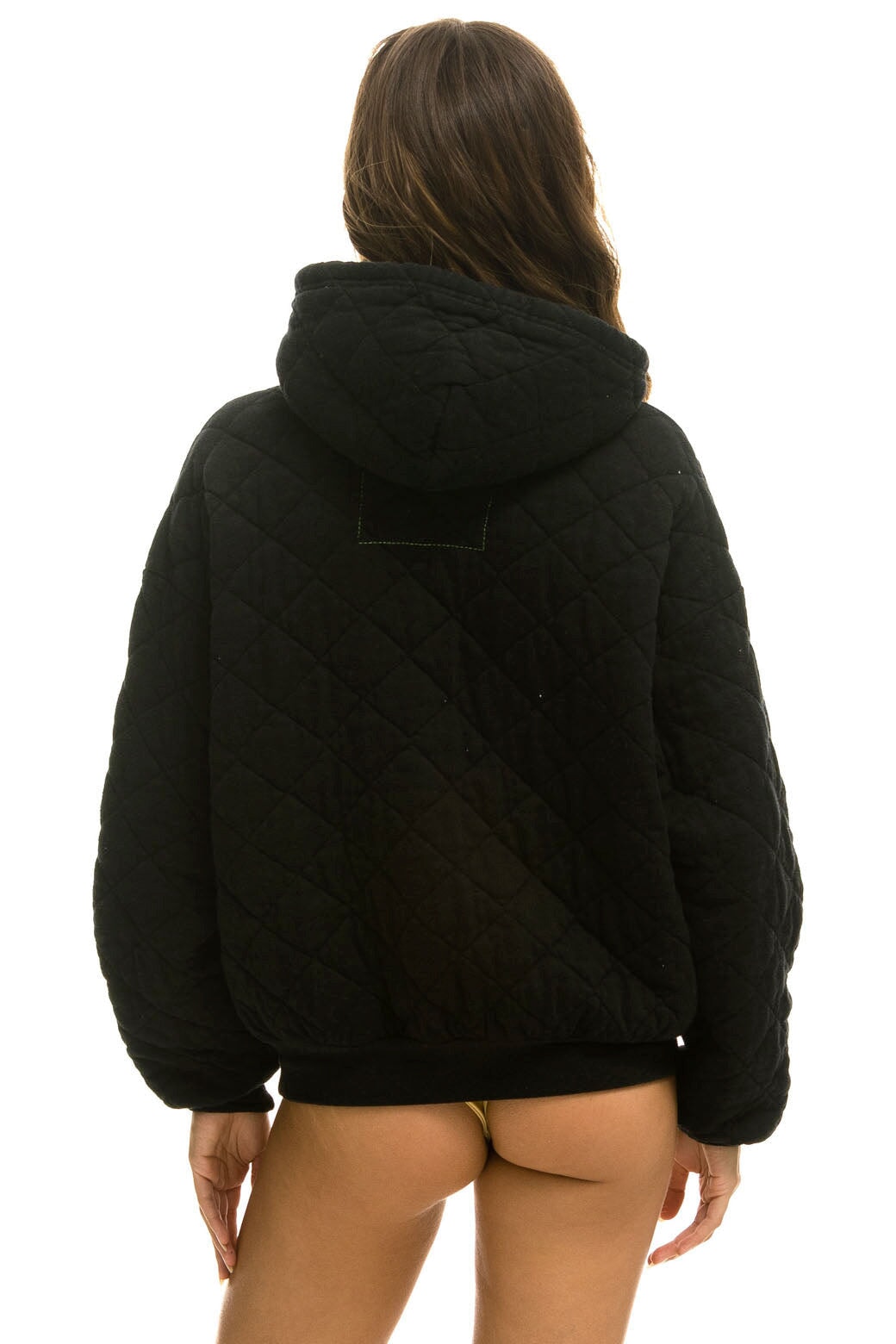 QUILTED RELAXED PULLOVER HOODIE - BLACK - Image 7