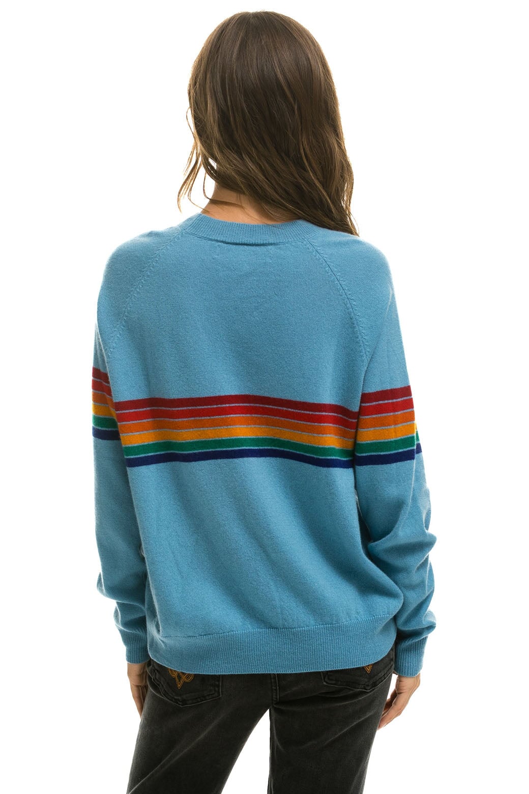 RAINBOW STRIPE 6 UNISEX LIGHT CASHMERE SWEATER - OCEAN - Image 5