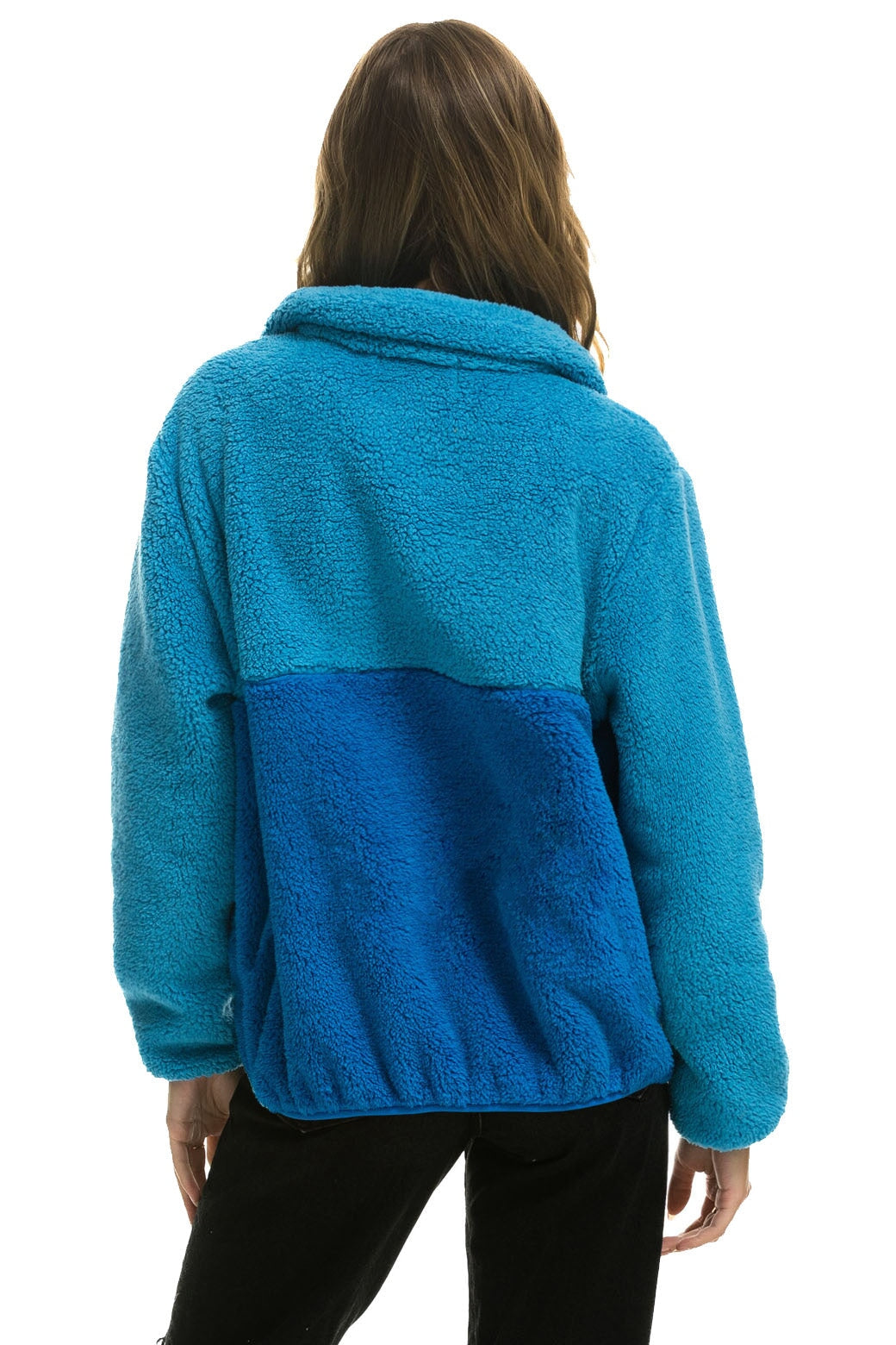 TEDDY UNISEX HALF ZIP COLOR BLOCK JACKET - OCEAN - Image 6
