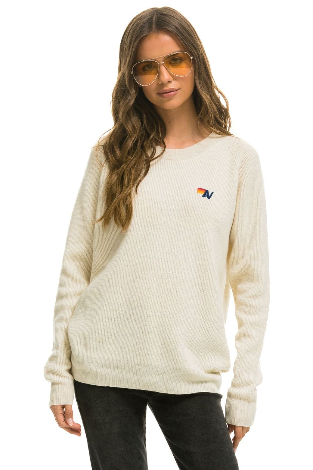 VINTAGE CABIN 2 UNISEX CASHMERE SWEATER - VINTAGE WHITE - Image 3