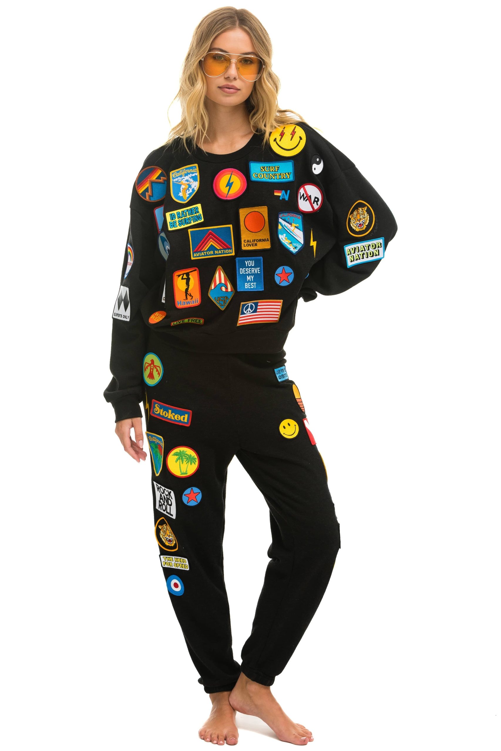 VINTAGE PATCH RELAXED CREW SWEATSHIRT - BLACK - Image 8