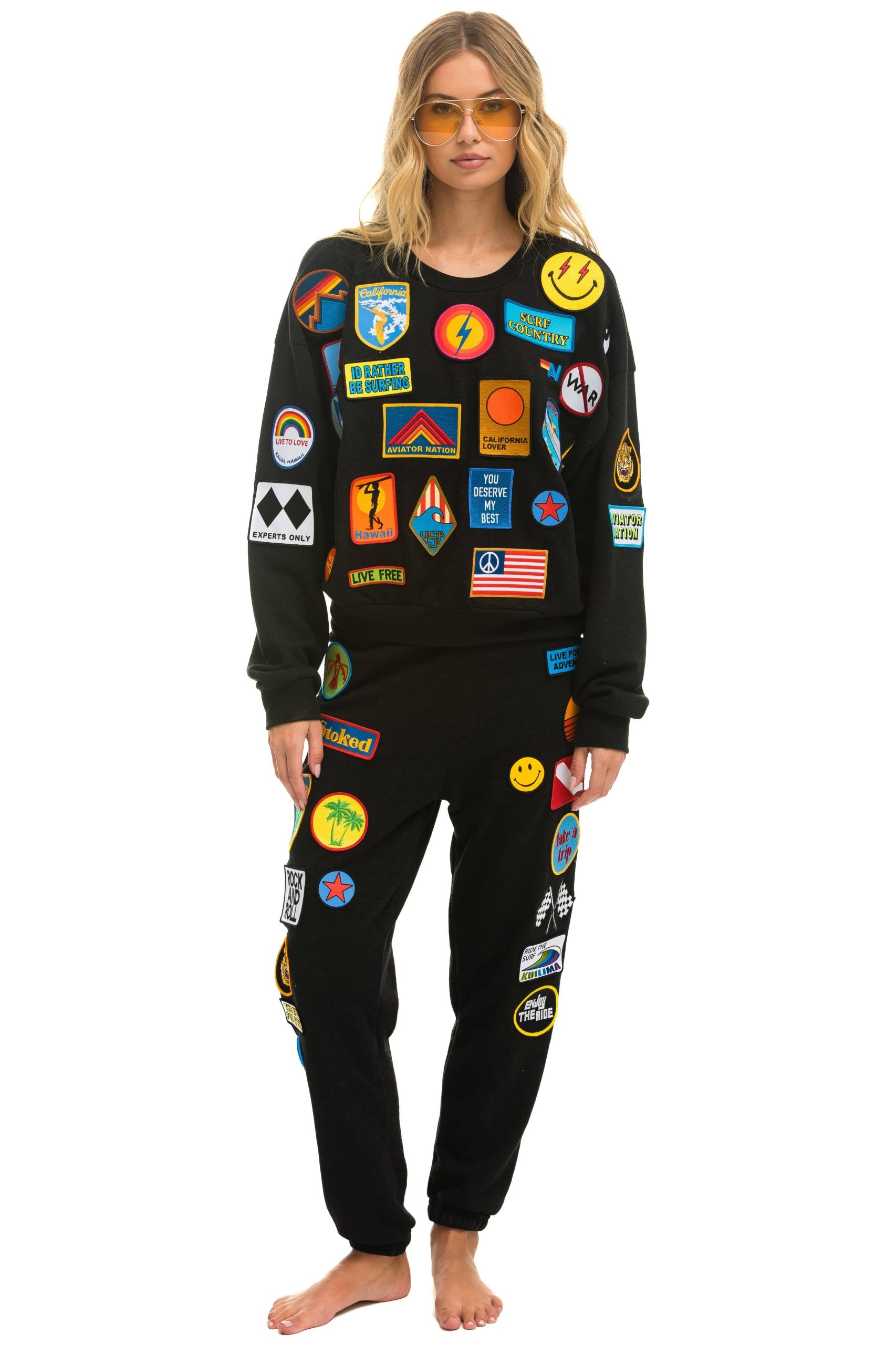 VINTAGE PATCH RELAXED CREW SWEATSHIRT - BLACK - Image 7