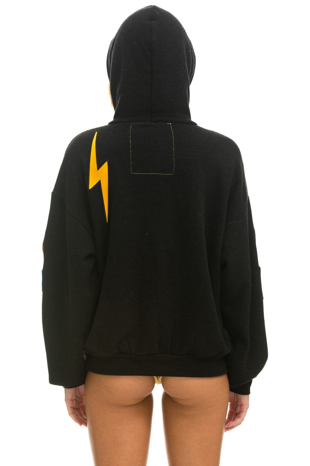 VINTAGE PATCH RELAXED PULLOVER HOODIE- BLACK - Image 7