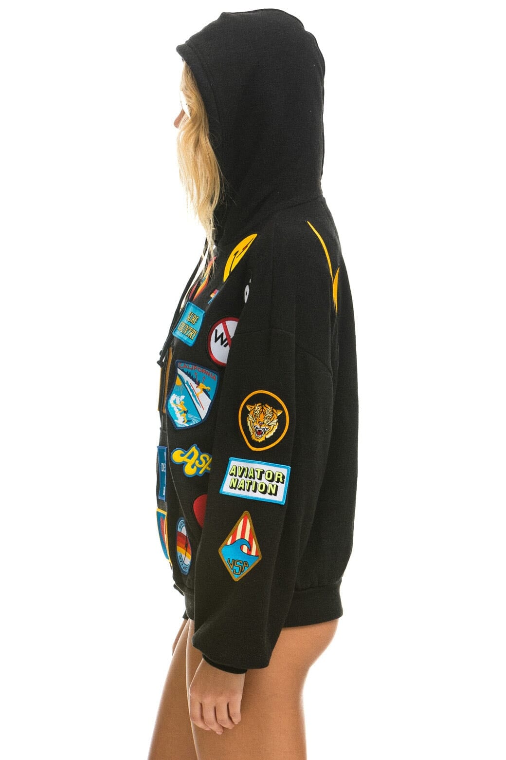 VINTAGE PATCH RELAXED PULLOVER HOODIE- BLACK - Image 3