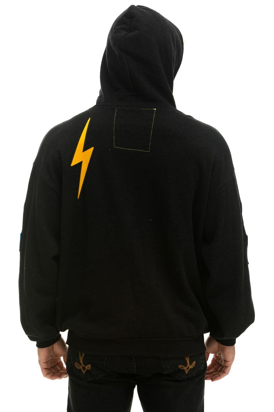 VINTAGE PATCH RELAXED PULLOVER HOODIE- BLACK - Image 8