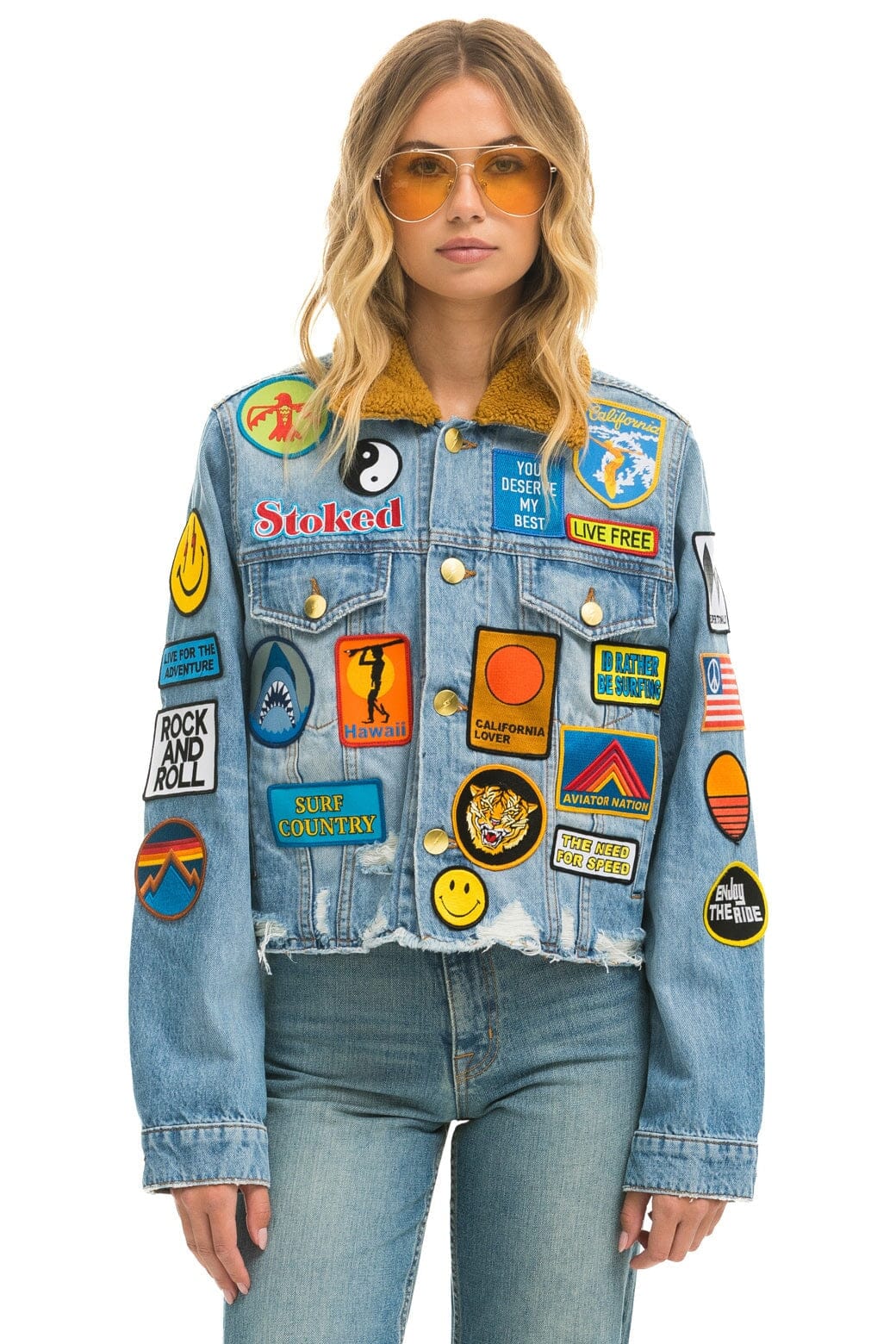 VINTAGE PATCH CROP DENIM JACKET - SUPER LIGHT