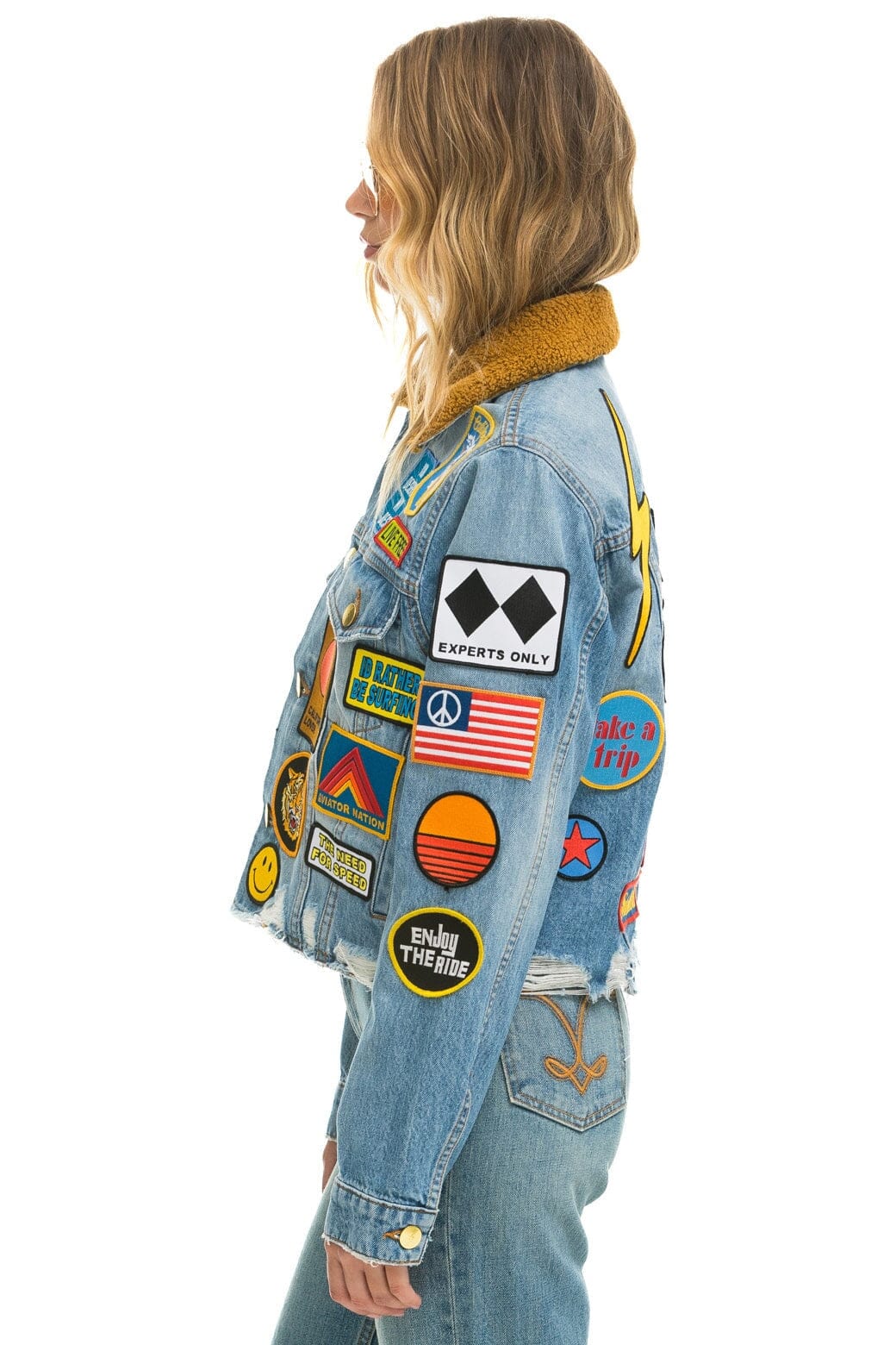 VINTAGE PATCH CROP DENIM JACKET - SUPER LIGHT - Image 3