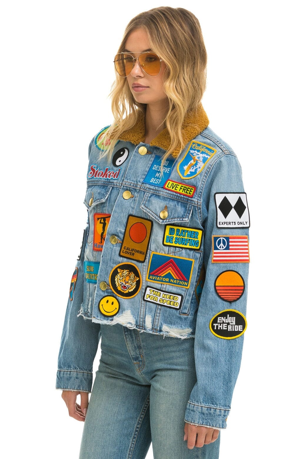 VINTAGE PATCH CROP DENIM JACKET - SUPER LIGHT - Image 2
