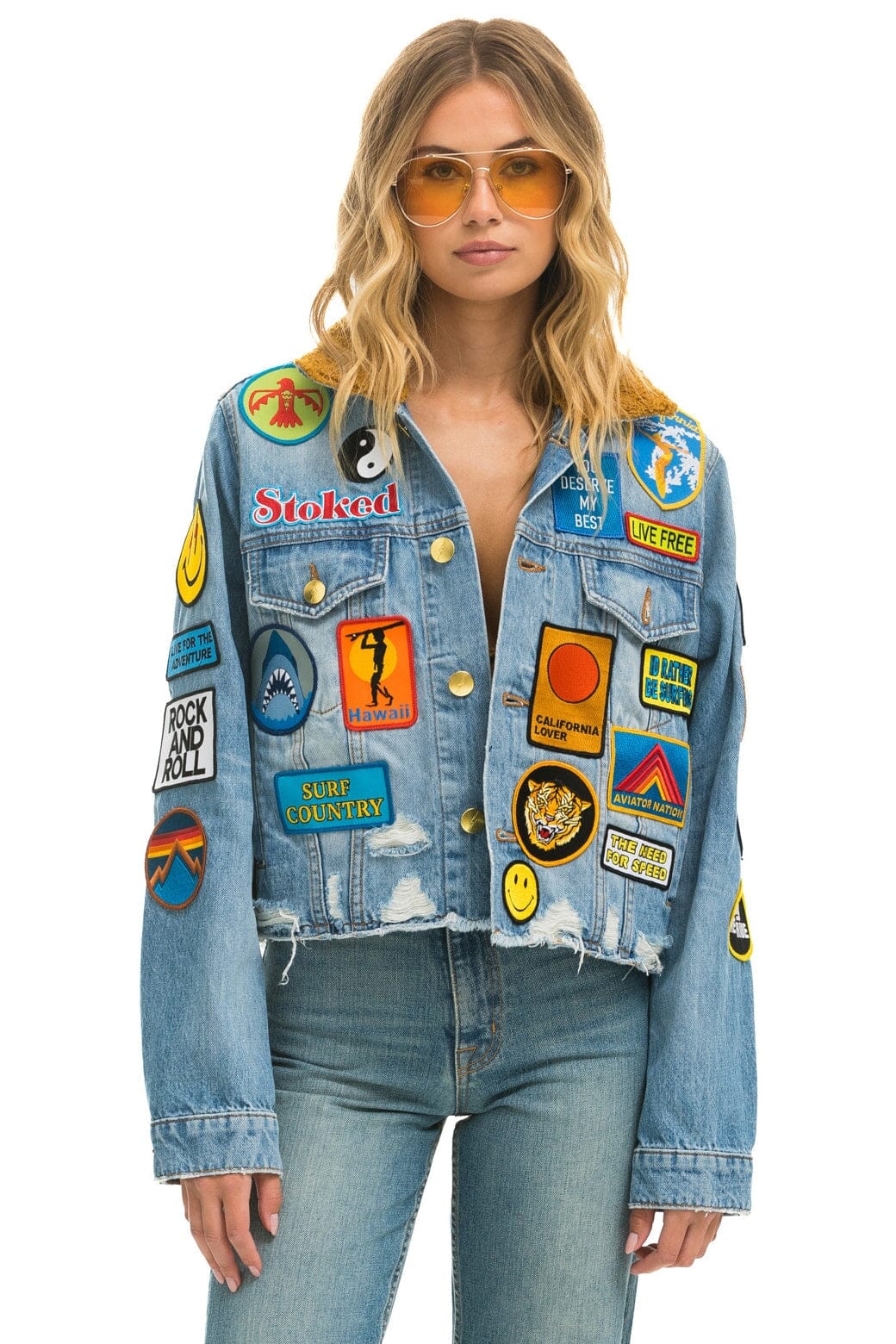 VINTAGE PATCH CROP DENIM JACKET - SUPER LIGHT - Image 7