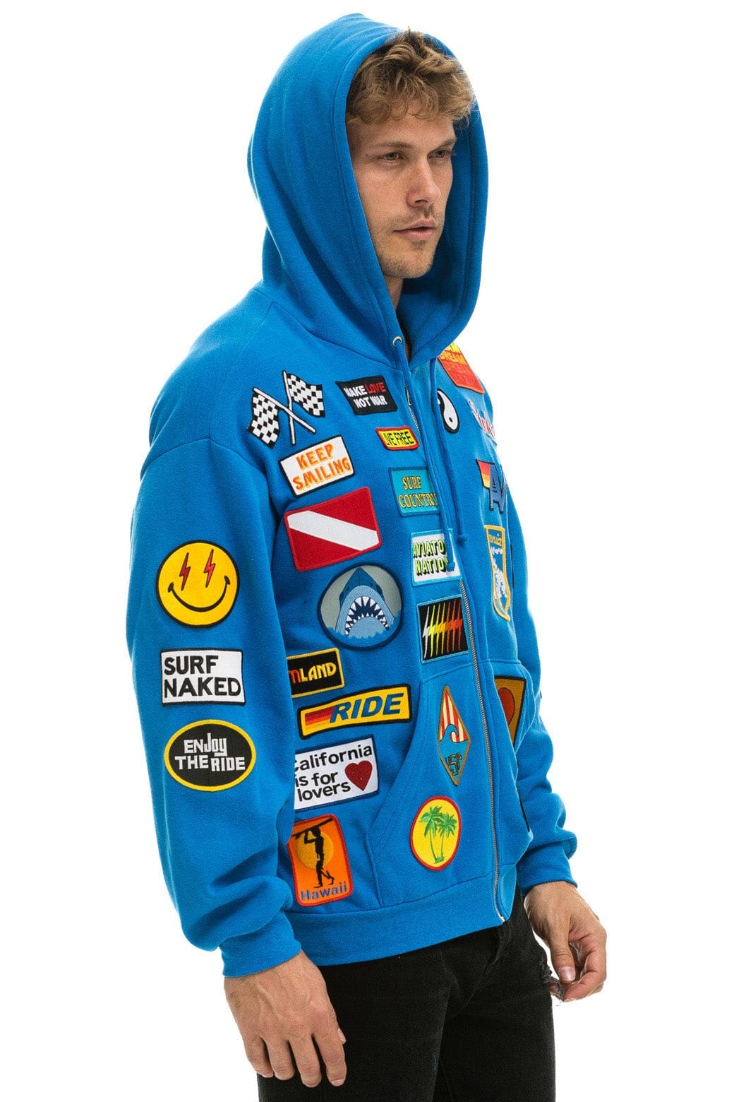 VINTAGE PATCH ZIP HOODIE RELAXED - OCEAN - Image 2