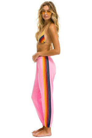 5 STRIPE SWEATPANTS - NEON PINK