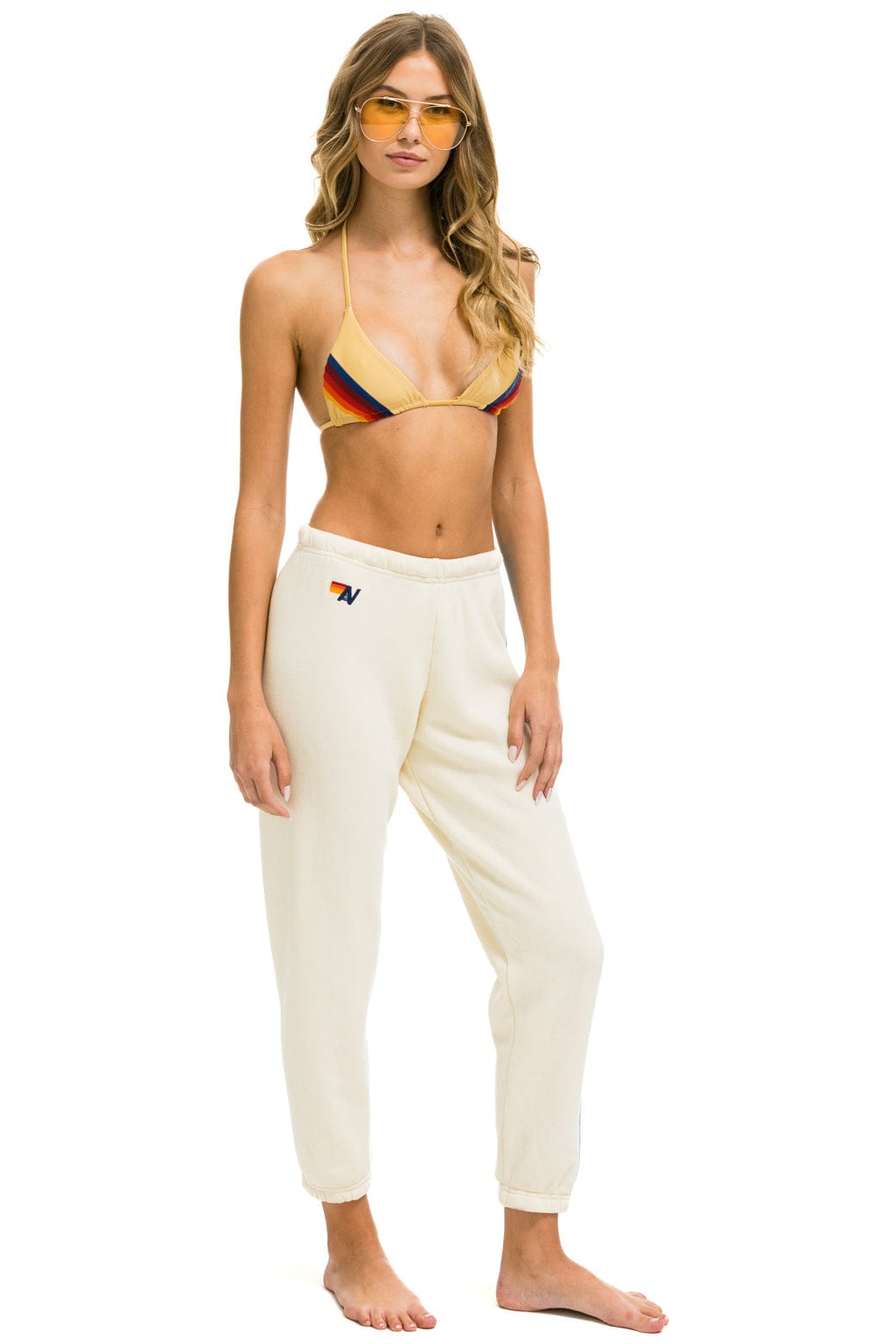 5 STRIPE SWEATPANTS - VINTAGE WHITE // BLUE - Image 2