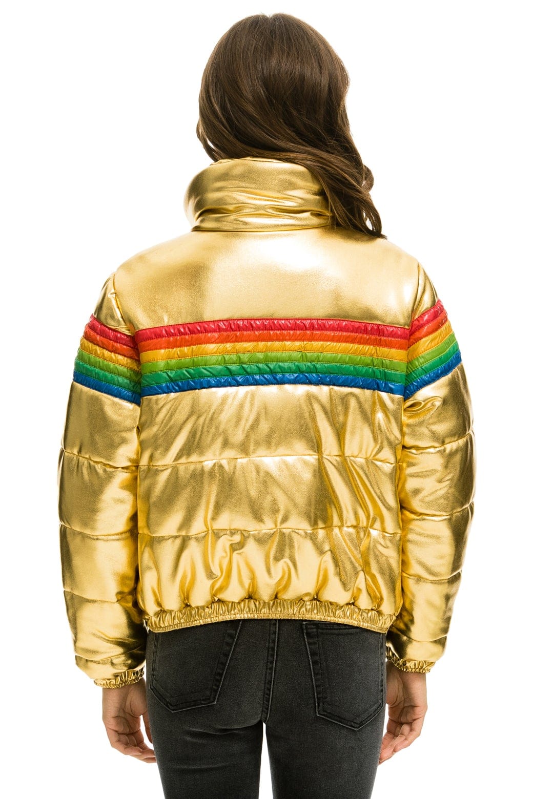 6 STRIPE LUXE APRES PUFFER JACKET - GLOSSY GOLDEN - Image 3