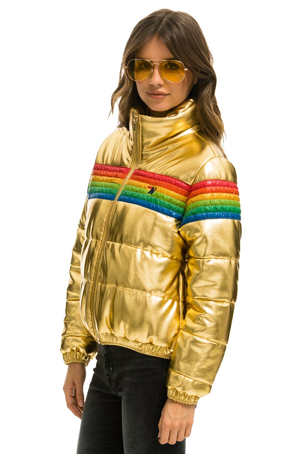 6 STRIPE LUXE APRES PUFFER JACKET - GLOSSY GOLDEN - Image 2