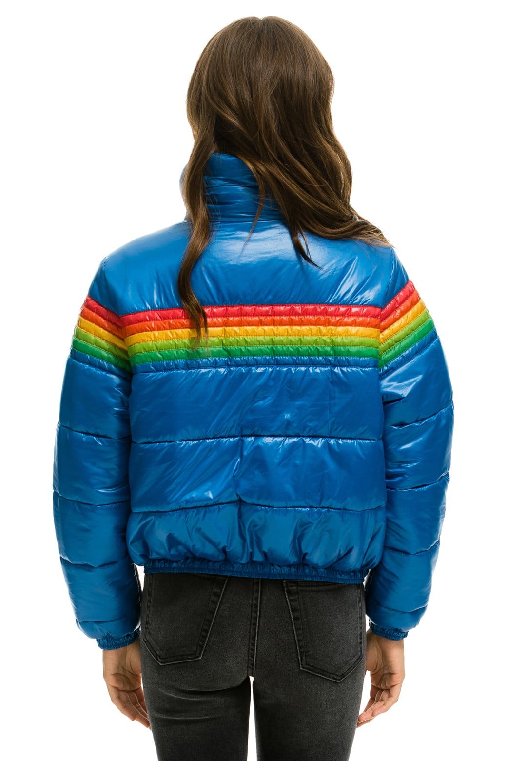 6 STRIPE LUXE APRES PUFFER JACKET - GLOSSY SNORKEL BLUE - Image 5