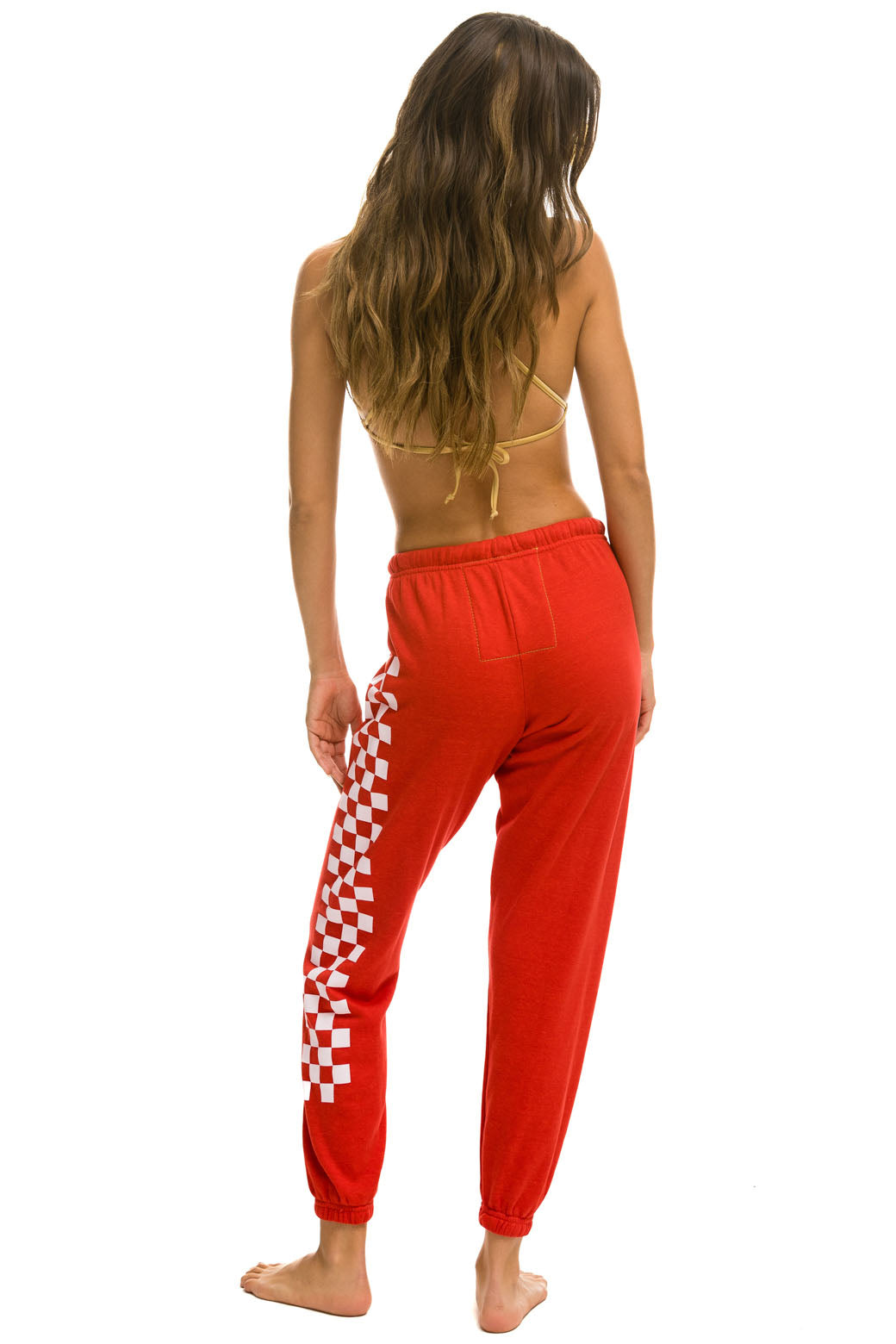 CHECK LEG SWEATPANTS - RED // WHITE - Image 3