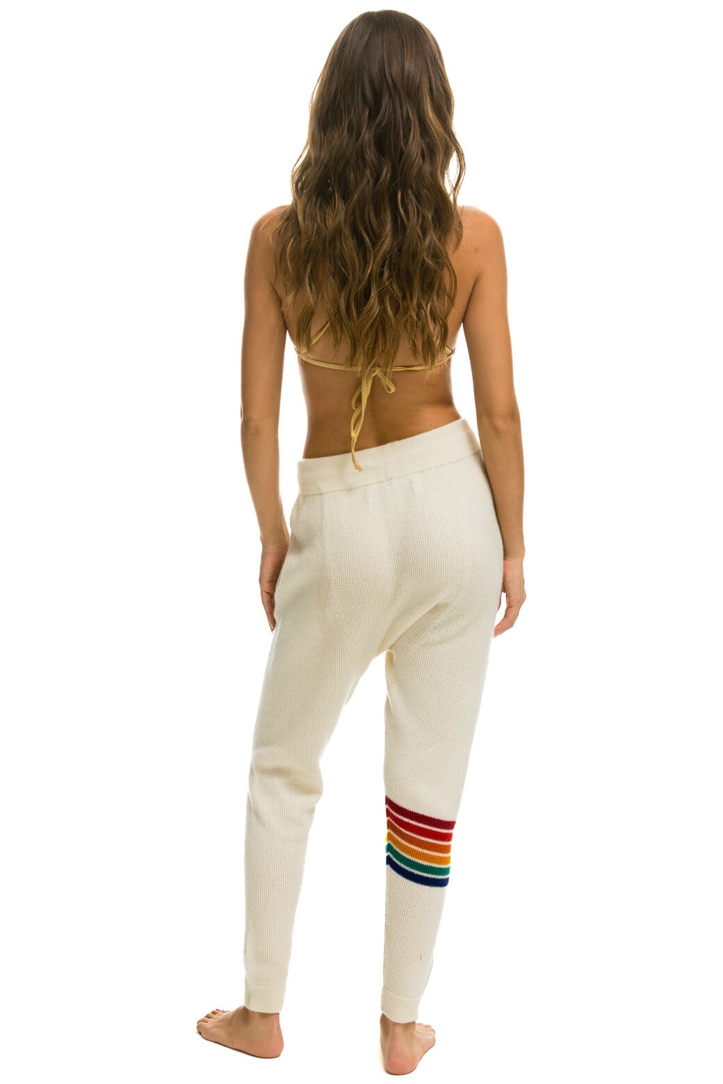 RAINBOW 6 STRIPE CASHMERE RELAXED FIT PANT - VINTAGE WHITE - Image 3